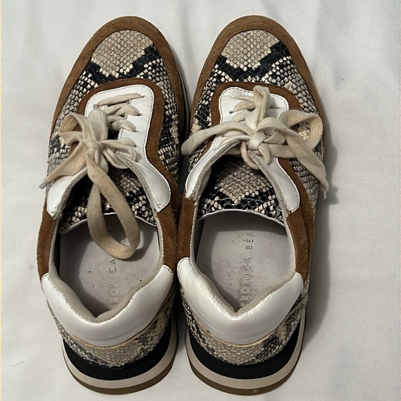 Veronica Beard Hartley Walnut Suede & Python Print Sneakers - Picture 3 of 7